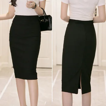 

2020 Spring Autumn Women Bodycon Long Black Pencil Skirt Korean Style High Waisted Jupe Longue Falda Midi Mujer Slit Skirts Slim