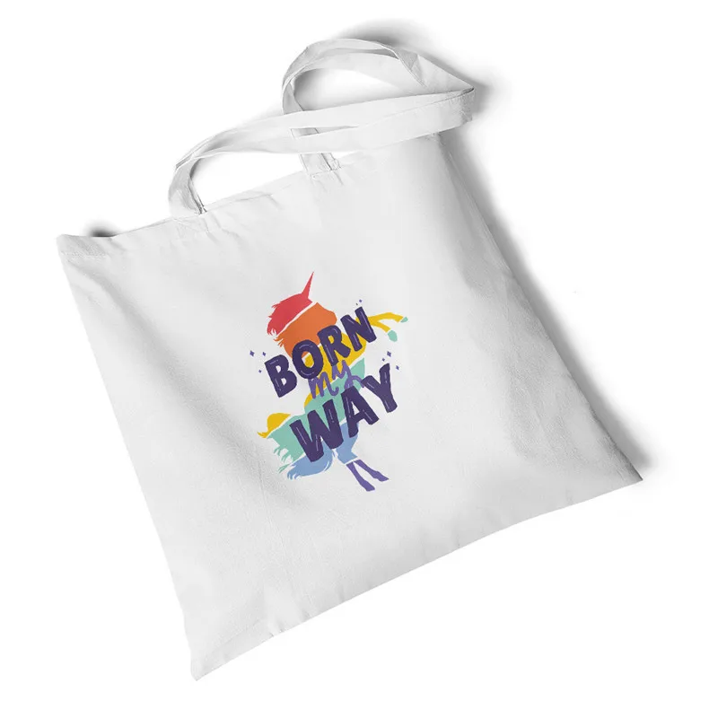 Женская Холщовая Сумка с буквенным принтом простая пляжная сумка Экологически чистая, для покупок сумки Горячая Распродажа сумка на плечо большая Студенческая сумка - Цвет: BornMyWay