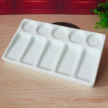 Белая керамическая прямоугольная художественная краска палитра для акварель гуашь акрил, масло живопись, каллиграфия, 10 скважин, 19,3*11*1,8 см