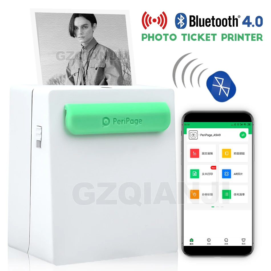 

203dpi Portable Bluetooth Printer Photo Printer Mini Printer Portable Pictures Printer for Mobile Phone Android iOS Windows