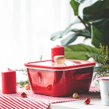 Японское стекло крышка горшок красная эмалированная кастрюля уши утолщенный эмалированный фарфор Сычуань еда горячий суп горшок Оден мультяшная чашка подарок