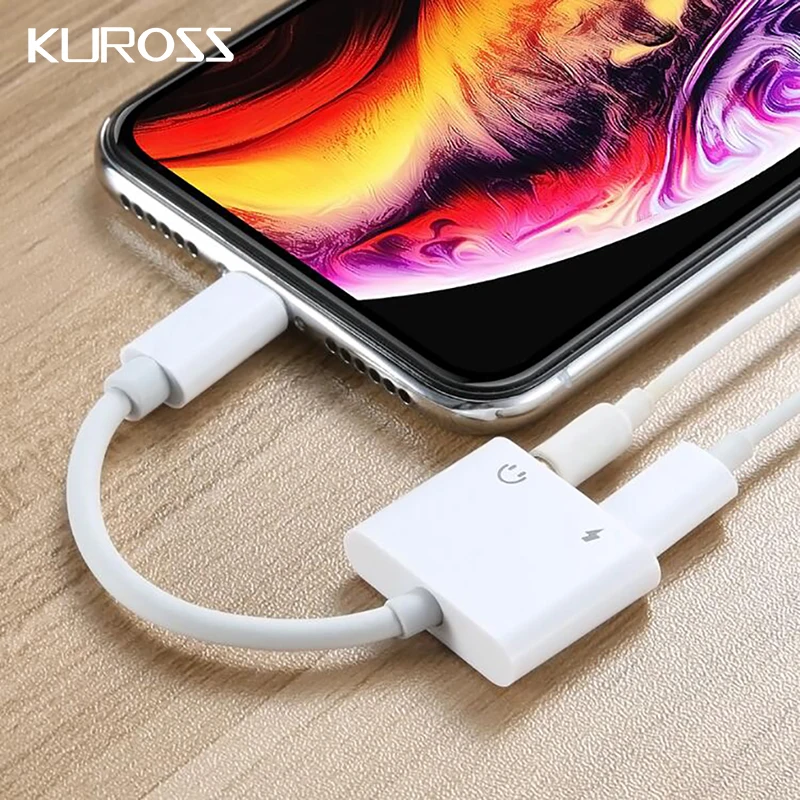 Аудиоадаптер 2 в 1 кабель для зарядки наушников iPhone 12X7 8 plus гарнитура с разъемом Aux