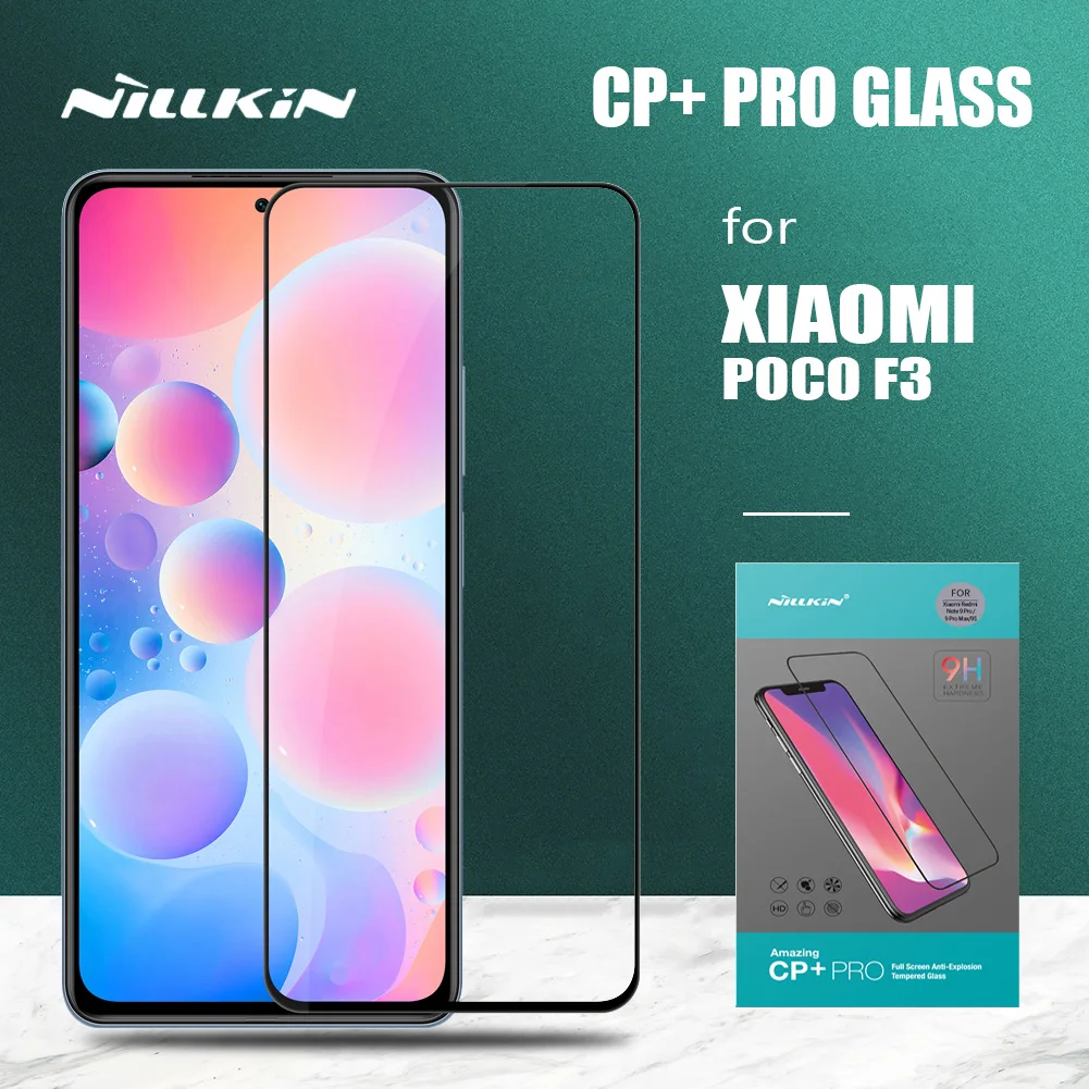 Pelindung layar kaca Tempered Nillkin, untuk Xiaomi POCO F5 F3 F4