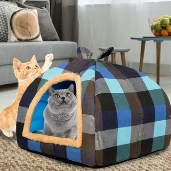 

Pet Dog House Tent Kennel Soft Bed with Mat Cat Dog Nest Detachable Pet Bed Nest Winter Foldable Pet Plush Nest for Kitten Puppy