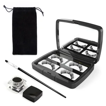 

Magnet False Eyelashes Magnetic Eyeliner Black and White with Pattern Case-3D Eye Mascara Case Assembly Eye Brush 3D Eyelashes