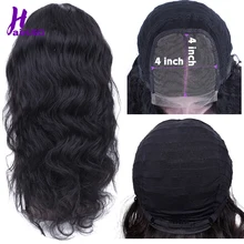Малазийские волосы, 4*4, парик на шнурке, объемная волна, Remy, на шнурке, человеческие волосы, HairUGo, парик на шнурке для черных женщин, предварительно выщипанные волосы