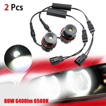 

2Pcs For BMW E63 E53 E39 Angel Eyes Error Free LED Halo Ring Light Bulbs 80W