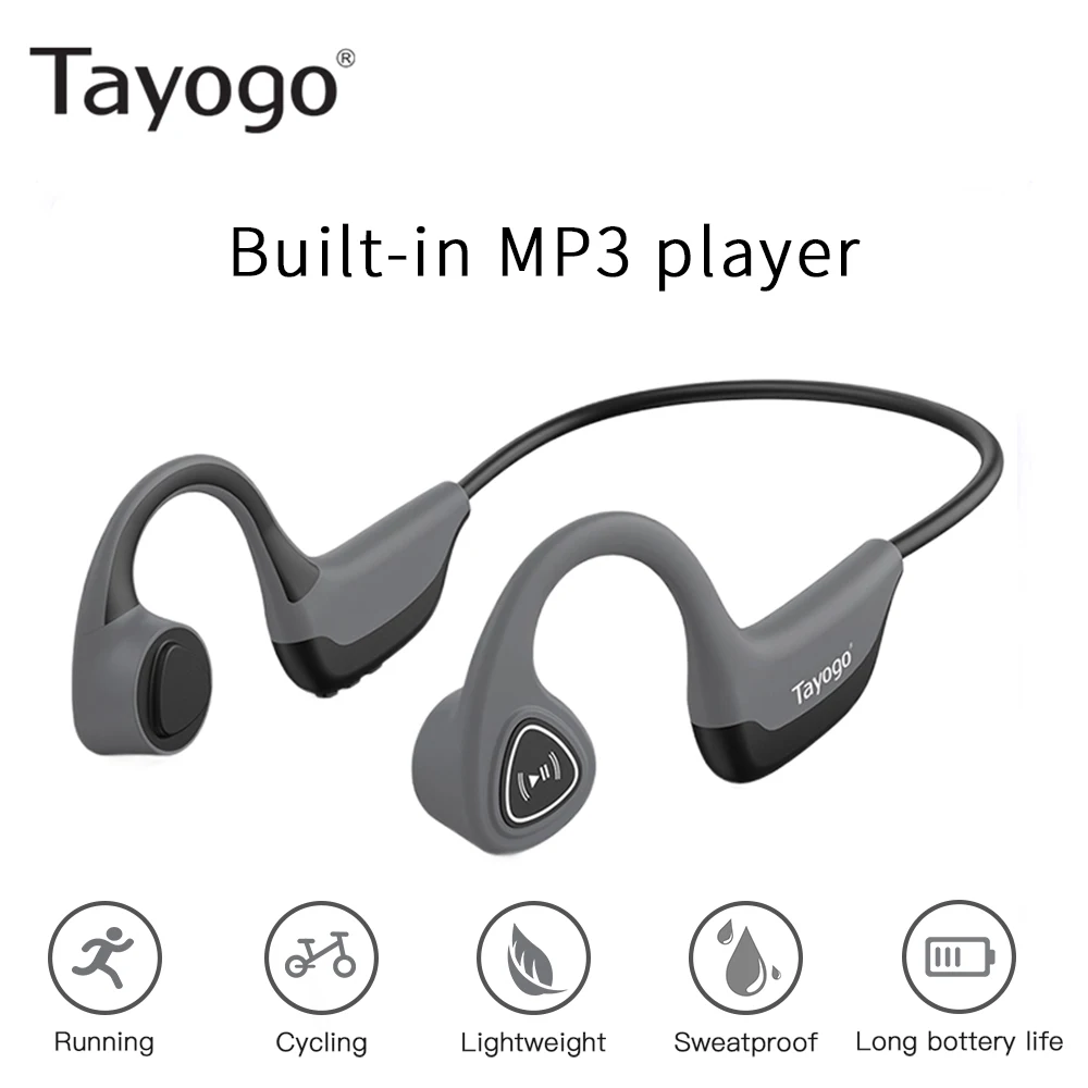 Tayogo S3 модный mp3-плеер с костной проводимостью 8 ГБ для спорта, защита от пота, ушной крючок, длинная батарея с функцией shuffle