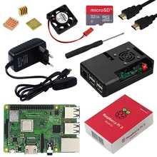 Original raspberry pi 3 modelo b plus com wifi & bluetooth + abs caso + ventilador cpu 3a power com interruptor de ligar/desligar + dissipador de calor raspberry pi 3b +