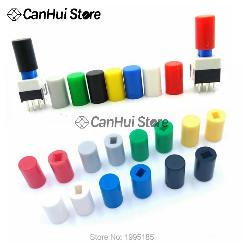 Tactile Button Caps 70Pcs Tactile Push Button Switch Cap 10mm Applies to 5.8*5.8 7*7 8*8 8.5*8.5 Self-locking Switch Button Cap A04 caps