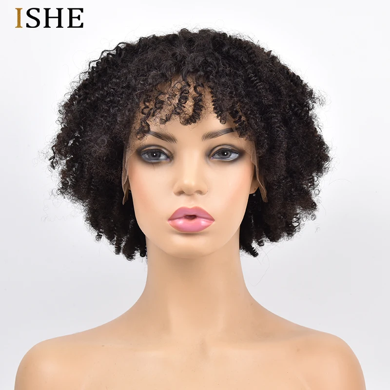 Афро кудрявый парик 13x6 фронта шнурка человеческих волос парик для женщин предварительно выщипанные с волосами младенца Remy человеческих волос парик естественных волос