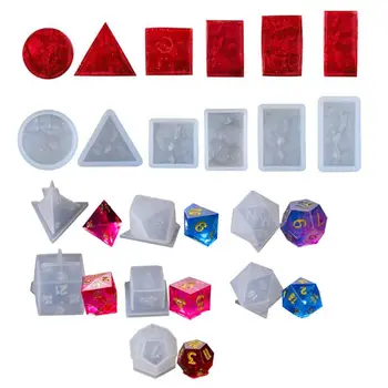 

DIY Epoxy Resin Mold Shapes Dice Fillet Square Triangle Dice Mold Dice Digital Game Silicone Mould