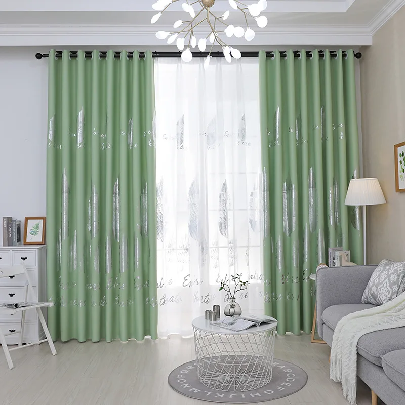 Curtain 1pc Новые Позолоченные Серебряные Листья, занавески для гостиной, спальни, занавески, ткань для оконных процедур, современный тюль для детской комнаты - Цвет: Curtain 1pc