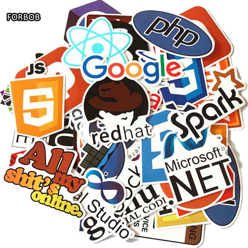 

50pcs/lot Cool App Waterproof DIY Stickers and Decals Packs for Laptop Stickers Quotes Adults on Laptops Computers Water Bottle