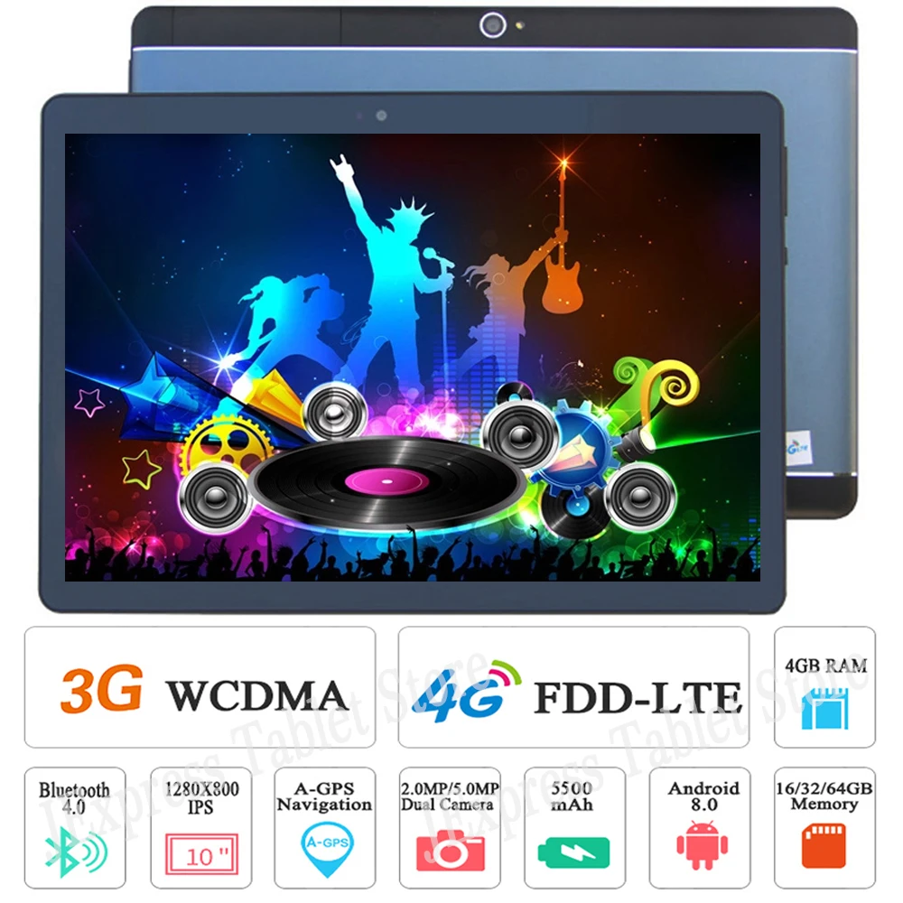 

Global Version DHL Free Shipping 10 inch Android 8.0 Tablet PC 4GB RAM 64GB ROM 4G LTE 8 Core Dual SIM Card Wifi Bluetooth+Gifts