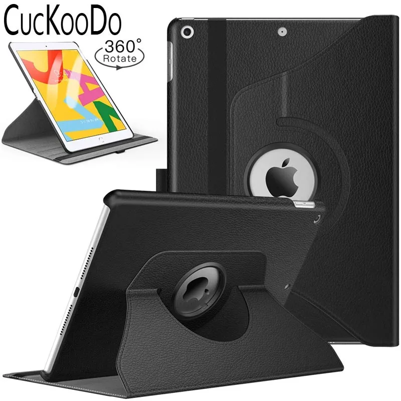 

100Pcs/lot 360 Degree Rotating Stand Leather Protective Cover With Auto Wake / Sleep for iPad 10.2-inch 2019 Release