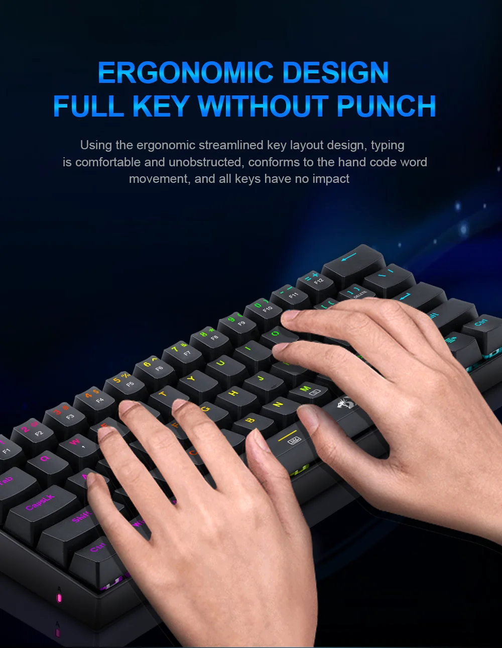 Redragon DragonBorn K630 RGB USB Mechanical Gaming Keyboard Red Switch 61 Keys Wired detachable cable,portable for travel computer keypad