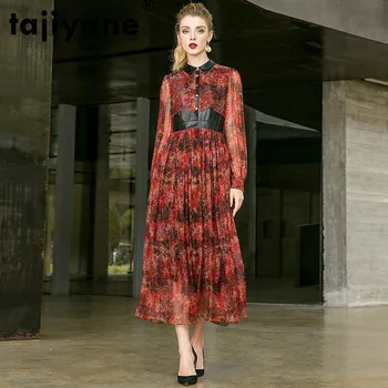 

Genuine Leather Sheepskin 100% Real Pure Silk Dress Women Clothes 2020 Spring Summer Dress Elegant Dress Female Dresses ZT2258