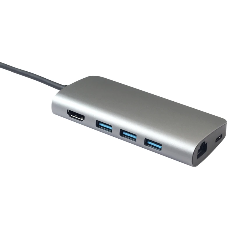 8 в 1 Usb 3,0 тип-c концентратор для Ethernet + 4K видео Hdmi Pd Rj45 + адаптер зарядного порта + слот Sd/Micro-SD для Macbook Iphone huawei