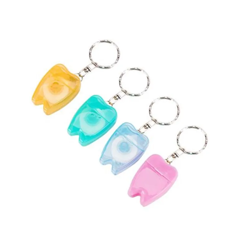 50 шт./лот форма зуба зубная нить 15 метров портативная нить плоский провод стоматологические украшения брелок оральная клиника подарки