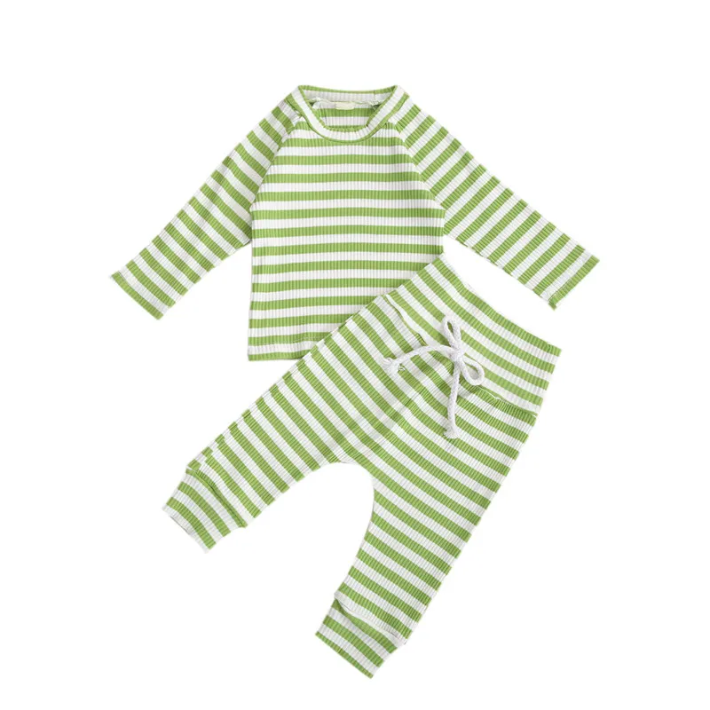 

Baby Girl Boy Sleepwear Outfit Clothes Set Long Sleeve Striped Top and Pants Set Kids Baby Pajama Newborn Sleep Set