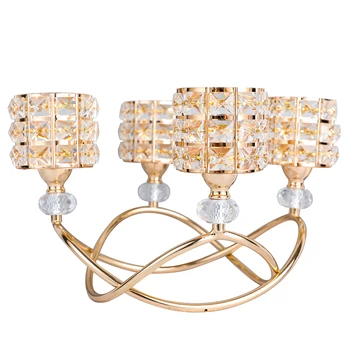 

Crystal Candle Holders 4 Arms With 4 Holders Candelabra Holder Decorative Centerpieces for Living Room Dinning Decoration CF004