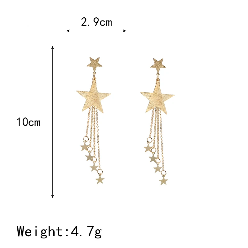 Корейские серьги с пентаграммой и звездами, длинные серьги с кисточками для женщин, модные ювелирные изделия Oorbellen Brincos Aretes De Mujer