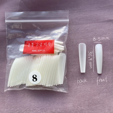 Fake Nails Extend Transparent Ballet Long False Nails Art With Glue UV Press On 50PC Full Cover Tips for Nail Ofessionals