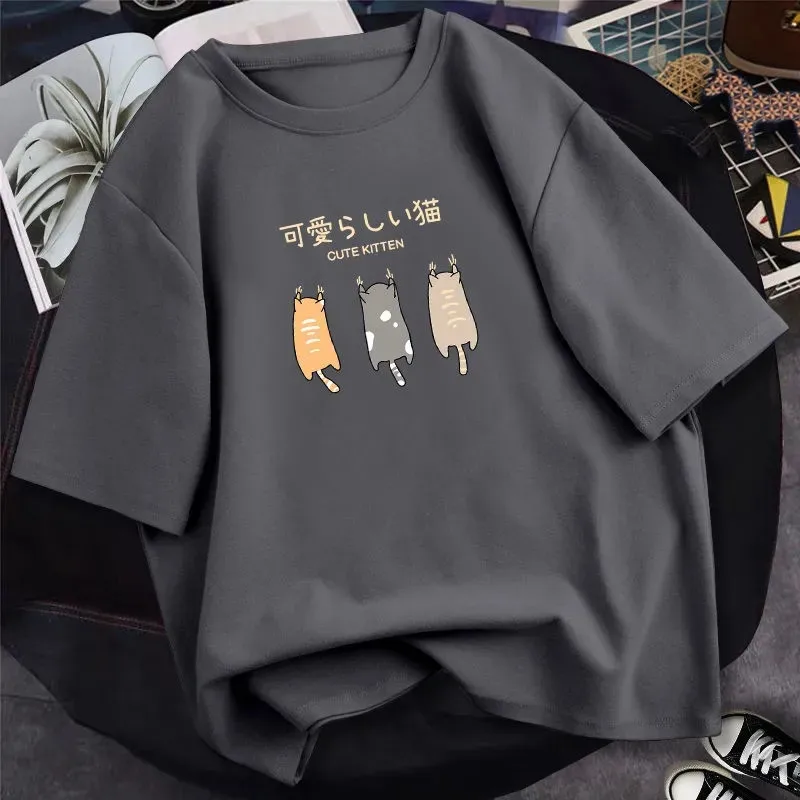 Футболка мужская с коротким рукавом и белым принтом для студентов | Мужская