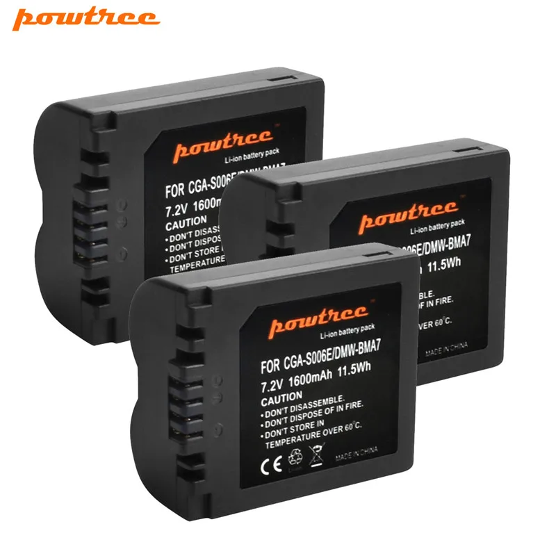 3 Battery Powtree 1600 мА/ч, CGA-S006 CGA S006 Батарея+ USB ЖК-дисплей Зарядное устройство для цифрового фотоаппарата Panasonic Lumix DMC-FZ28 DMC-FZ7 DMC-FZ8, FZ50, FZ8K, FZ28K - Цвет: 3 Battery