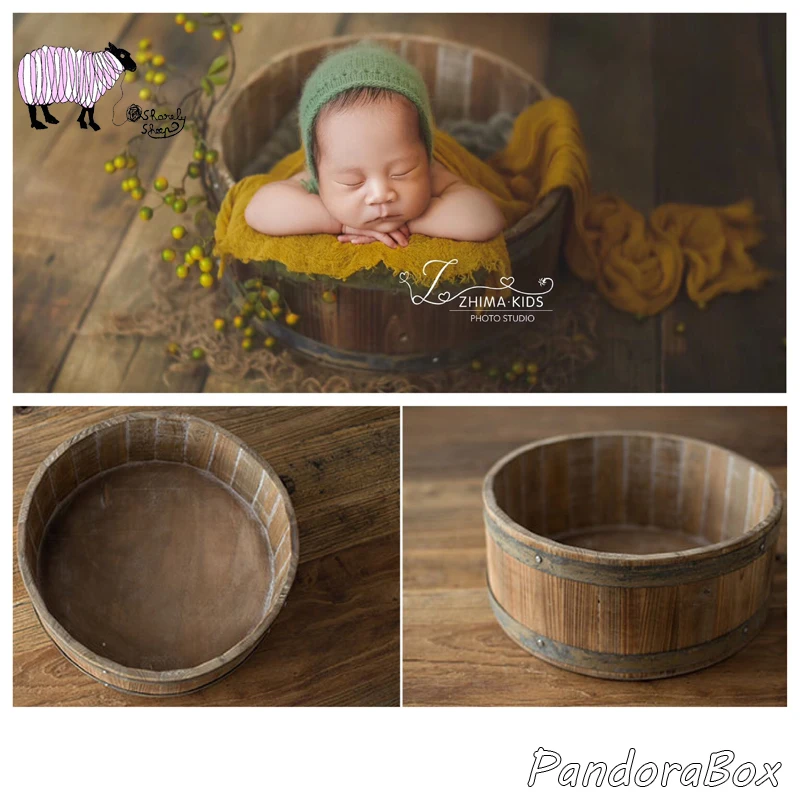 wooden basket for baby photoshoot