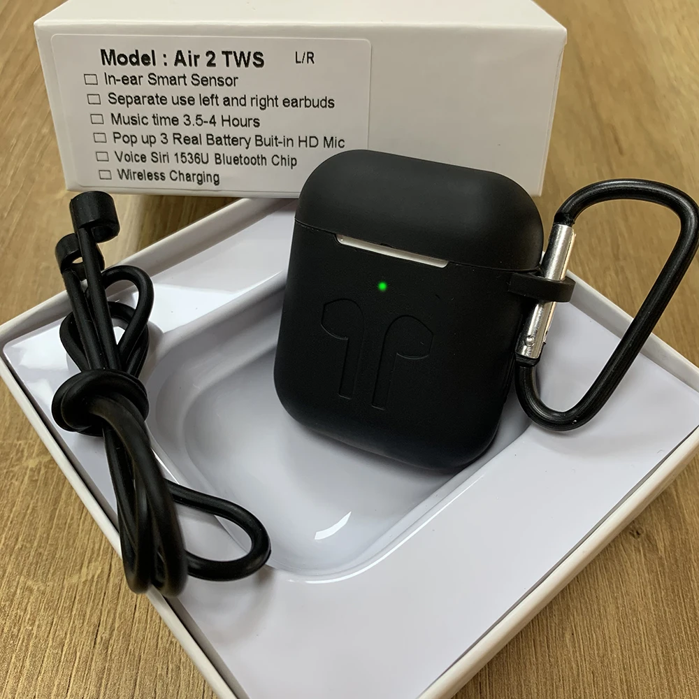 Air2-Black-kits Air 2 Bluetooth гарнитура поддерживает iOS13 системы 1536u чип второго поколения светильник обнаружения PK i2000 i500 i1000 i50000 i9000XTWS - Цвет: Air2-Black-kits