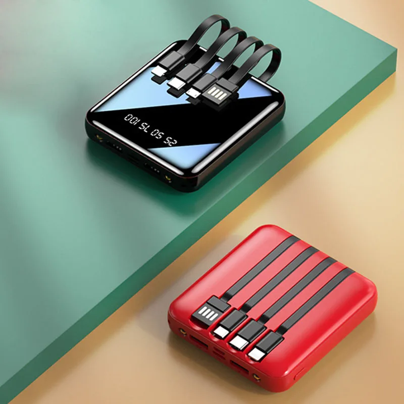 Внешний мини-аккумулятор 20000 мАч с кабелем Micro USB TYPE C портативное зарядное