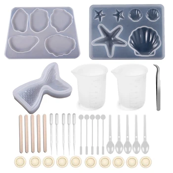 

36Pcs DIY Resin Casting Mold Set Includes 3Pcs Silicone Molds with Tools for DIY DXAA