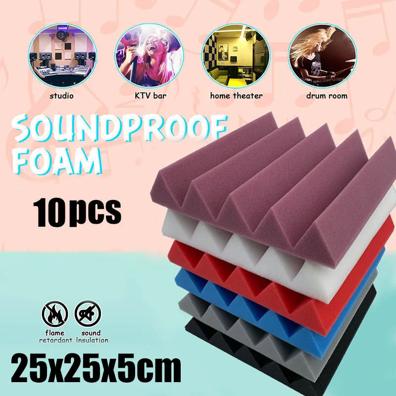 10 шт клинья звукопоглощающие Studio пенопластовая плитка Панель 25x25x5 см материал музыкальная комната акустика студия звукоизоляция L9#2