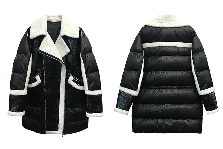 Ins, хит, серебро,, зимняя, Harajuku, свободная, с капюшоном, длинная, зимняя куртка, для женщин, теплая, уличная, овечья шерсть, пальто для женщин, SA048S30