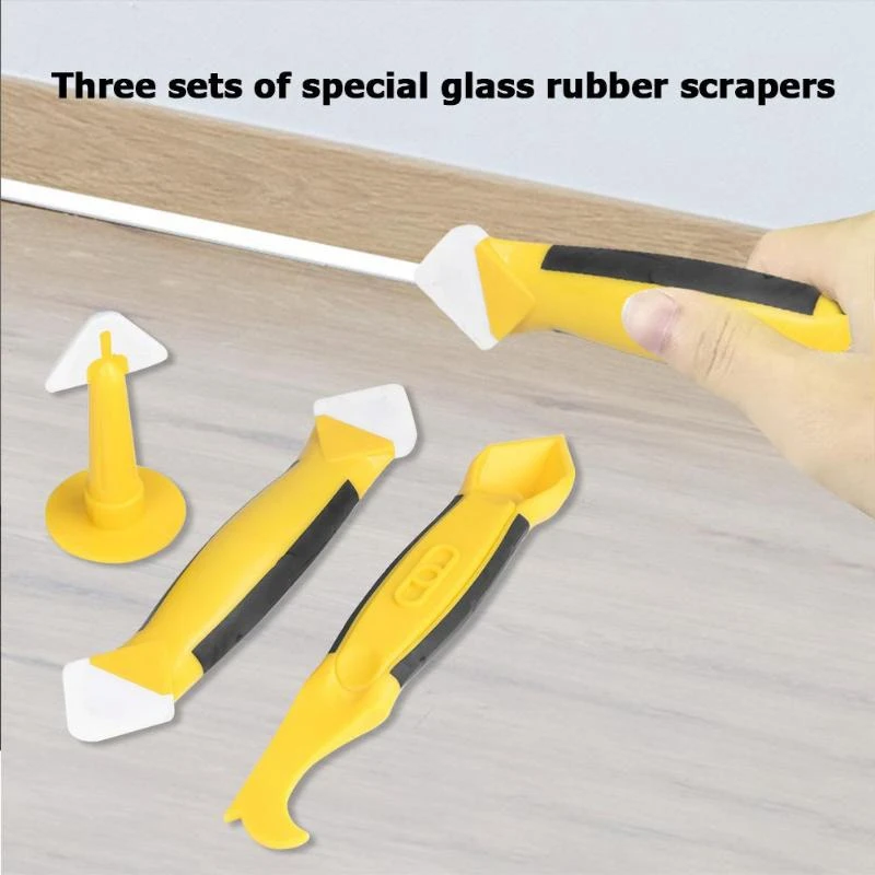 

Caulking Tool Kit,Yellow Silicone Sealant Finishing and Replace Removal Tool with a Caulk Nozzle Remover Spreader Spatula Cement