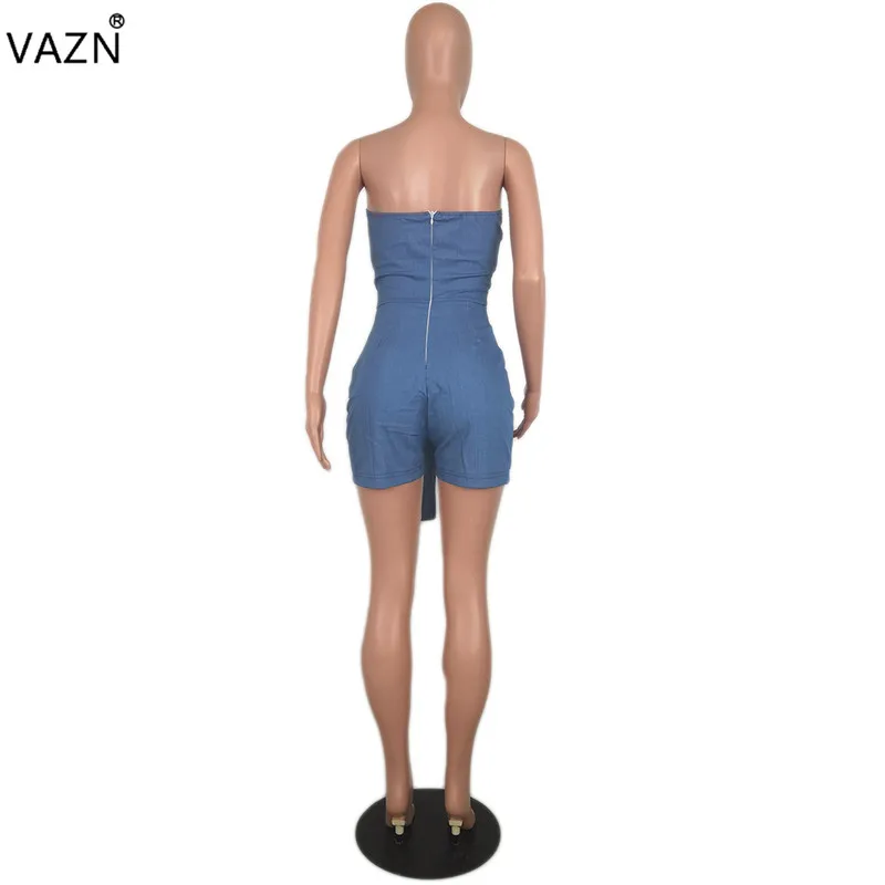 VAZN YY5060 снижение возраста стиль Горячая Распродажа Модный комбинезон без рукавов без бретелек молния синие комбинезоны, короткие брюки