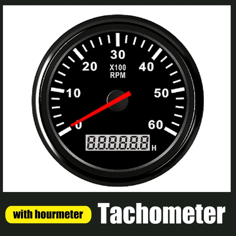 3-8K RPM Tachometer with LCD Hourmeter Red Backlight Tacho Meter For Car Boat 12V/24V Yacht | Автомобили и мотоциклы