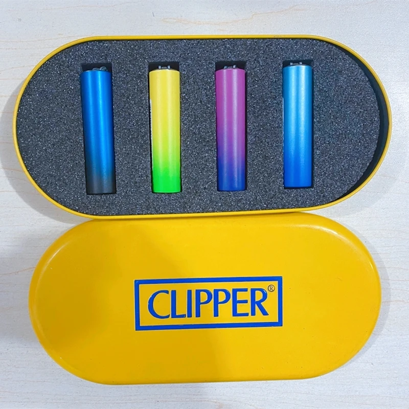 

Original Clipper Lighter Metal Grinding Wheel Butane Gas Lighter 4Pcs Exquisite Metal Box Packaging Use For Collection And Gift