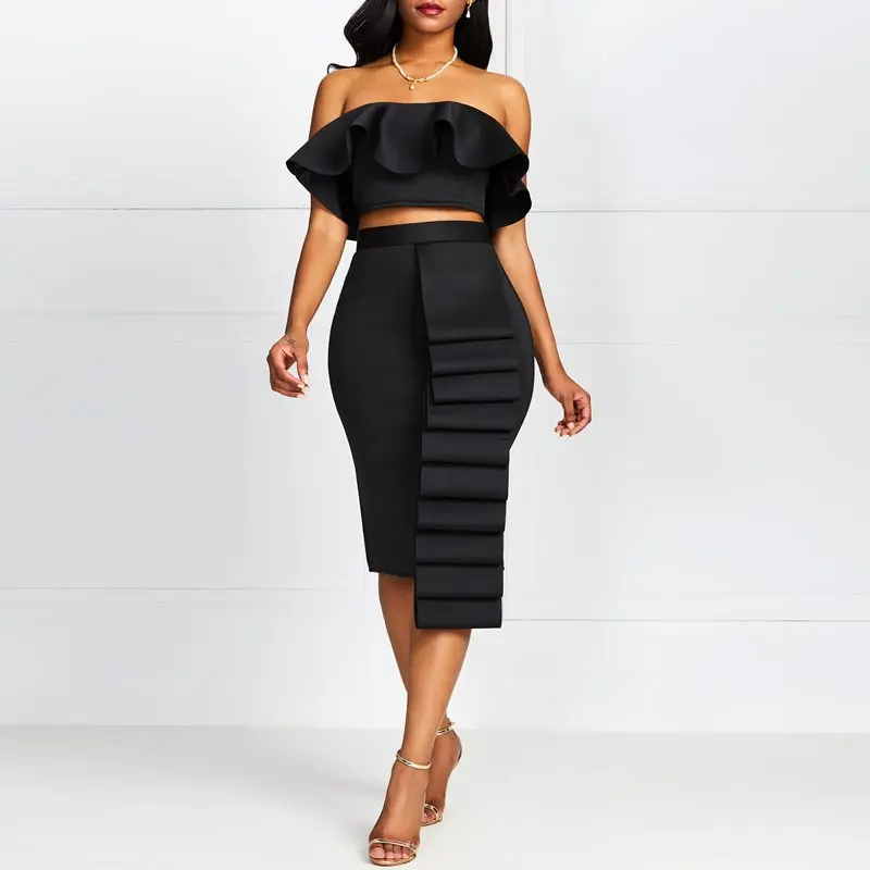 Африканский стиль без рукавов комплект из двух частей сексуальный с