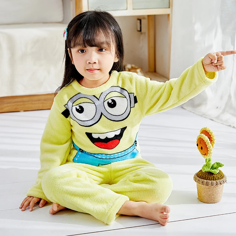 color at picture Детский зимний пижамный комплект; одежда для сна для девочек; теплые фланелевые пижамы с длинными рукавами; домашняя одежда с милыми овечками и животными; Толстый домашний костюм - Цвет: color at picture