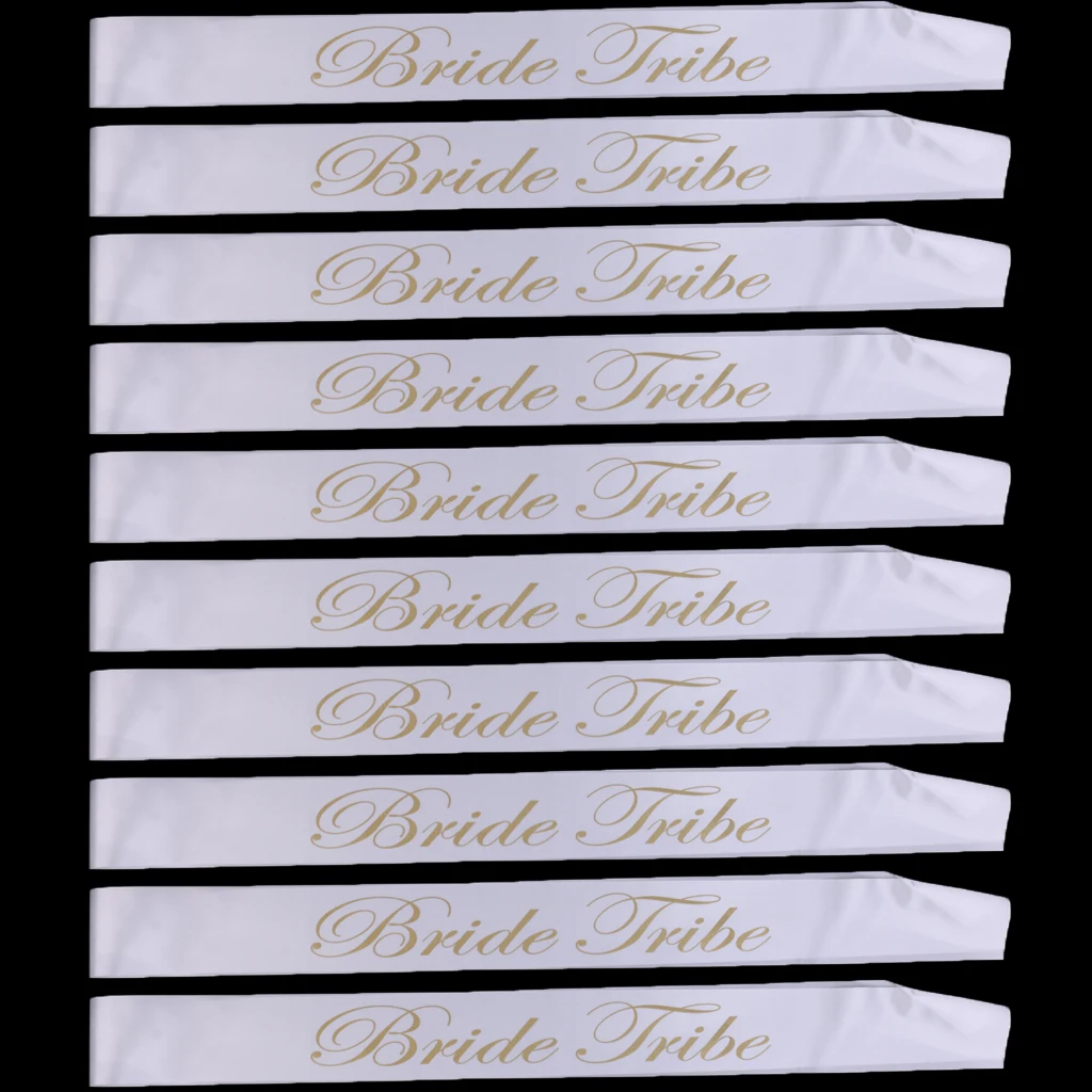 Set Of 10pcs White And Gold Bride Tribe Sash Hen Bachelorette Fun Party Wedding Bachelorette Party Supplies 78x10cm