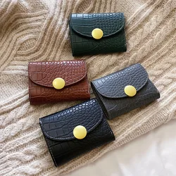 Vintage Crocodile Pattern Short Wallets Woman High Quality Pu Mini Women's Holders Fashion Simple Solid Luxury Wallet Ladies