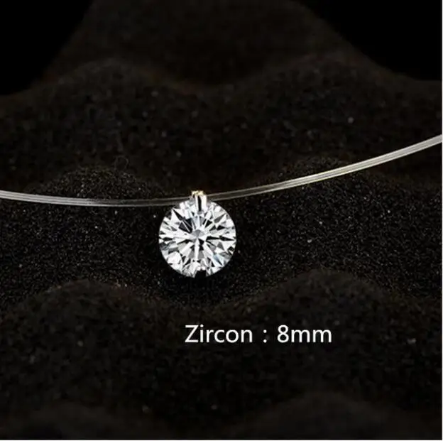 Лето Стерео прозрачная леска стелс ожерелье снежок Кристалл от Swarovski замки цепи подарок на день Святого Валентина - Цвет камня: 8mm zirconium
