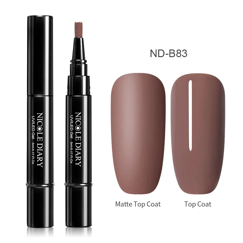 ND-B83 NICOLE DIARY, 56 цветов, УФ-Гель-лак для ногтей, один шаг, чистый лак для ногтей, ручка, 3 в 1, лак для ногтей, цветной гель, матовый, верхнее покрытие, впитывается - Цвет: ND-B83