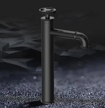 

Basin Faucet Retro Industrial Style Brass Matte Black Bathroom Sink Faucet Single Hole Basin Hot Cold Water Tap torneira B622
