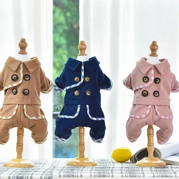 

Blue Yellow Pink Colors S-xxl Sizes Warm Clothes for Dogs 2019 Autumn and Winter Four Legs Pet Clothing with Button Decor Jacket