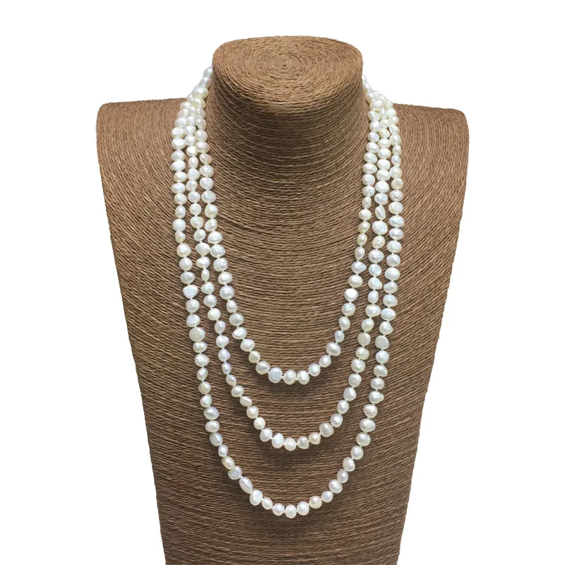 white pearl Новое модное длинное жемчужное ожерелье из натурального пресноводного жемчуга в стиле барокко, ожерелье для свитера для женщин, ювелирное изделие, подарок - Цвет камня: white pearl