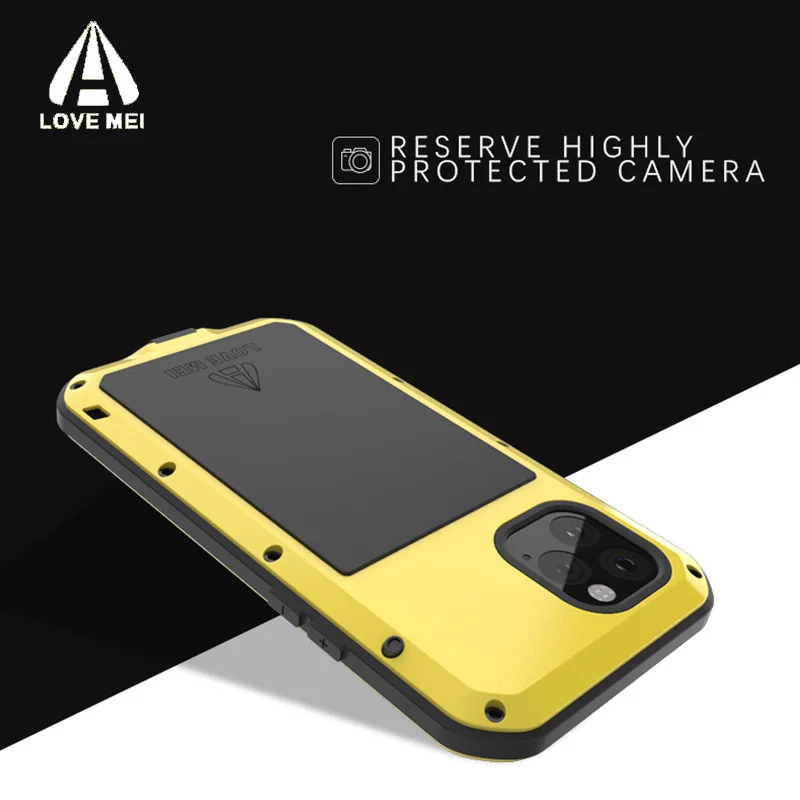 Водонепроницаемый чехол для iPhone 11 pro LOVE MEI металлический противоударный чехол Gorilla glass экранная пленка для iPhone 11pro XI крышка 5,8"